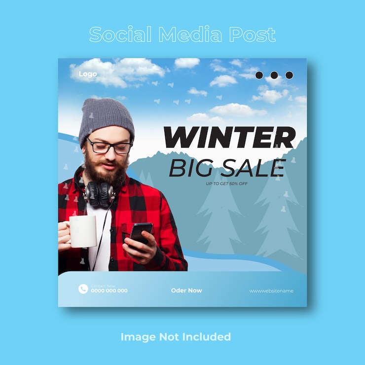 Vector winter social media post design template