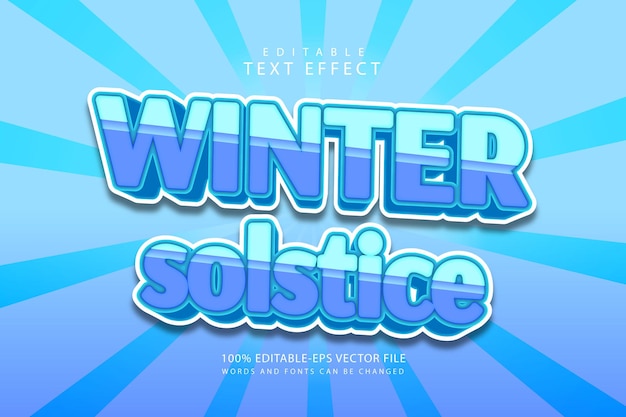 Winter solstice editable text effect 3 dimension emboss cartoon style