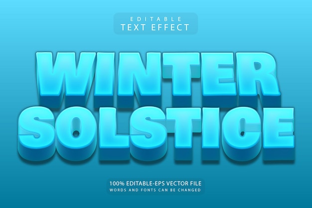 Редактируемый текстовый эффект зимнего солнцестояния, трехмерное тиснение в современном стиле