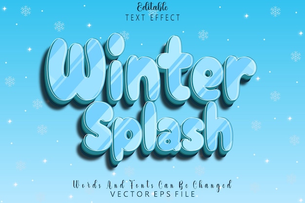 Winter Splash Editable Text Effect Emboss Cartoon Style