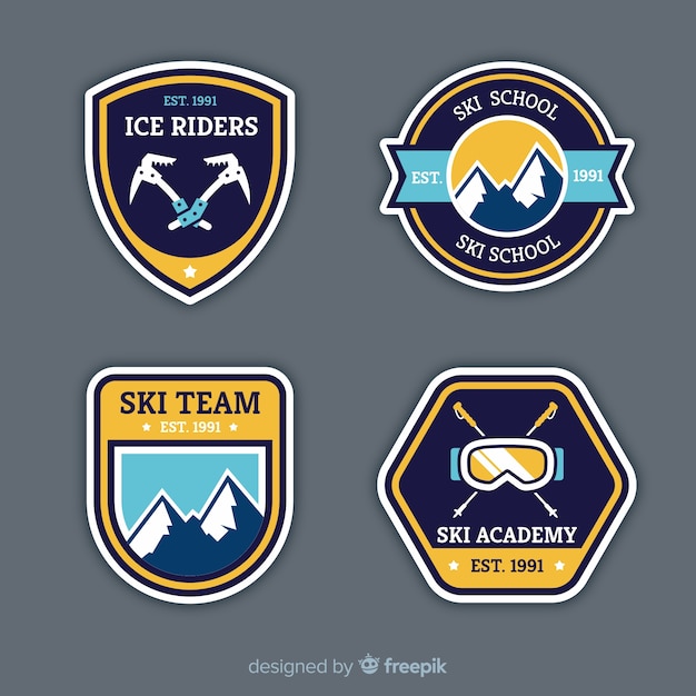 Collezione di badge per sport invernali