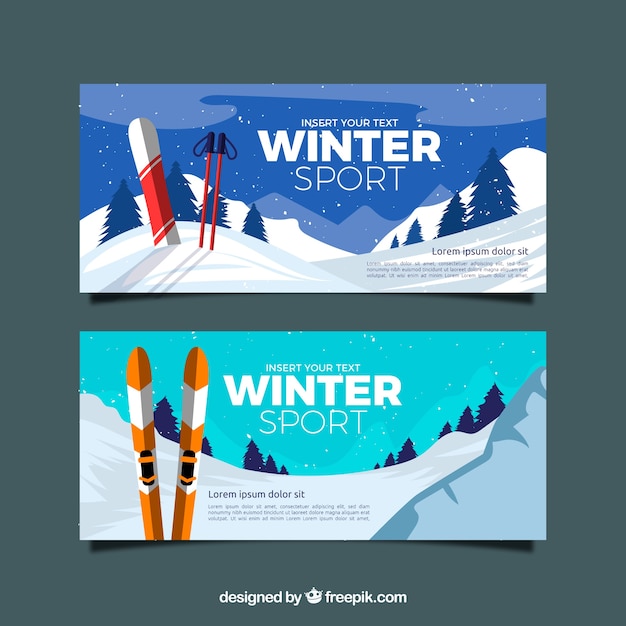 Vector winter sport banners