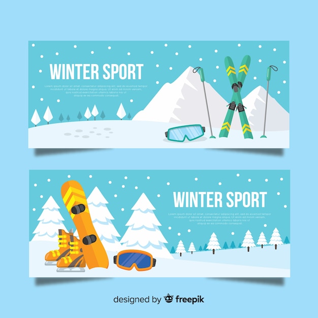 Vector winter sport banners