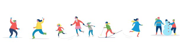 Vector winter sport scene, christmas street event