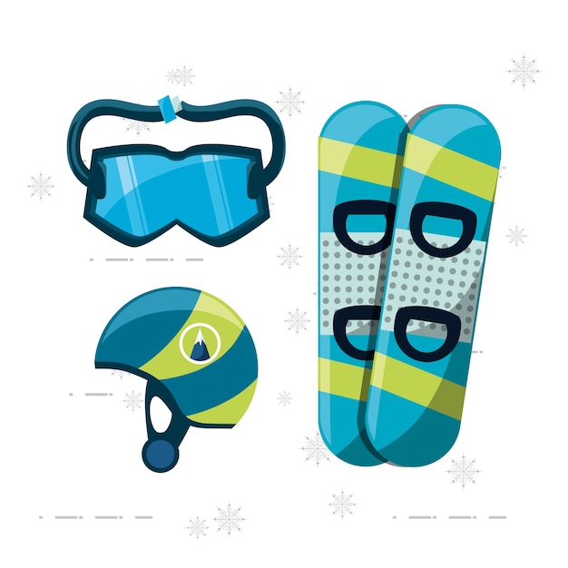 winter sport uitrusting pictogramserie