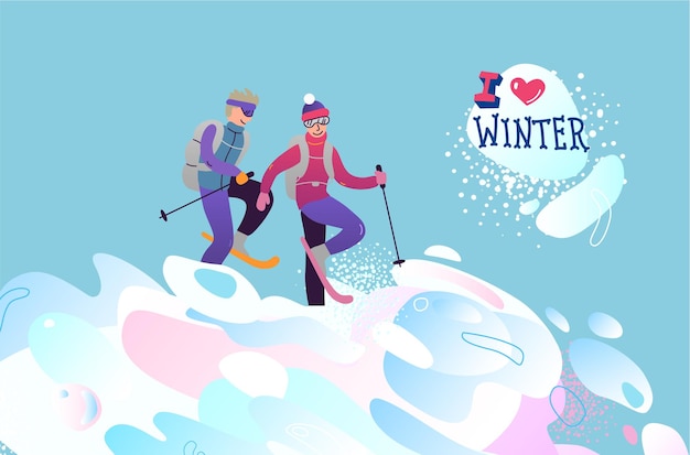 Winter sport vector illustration i love winter