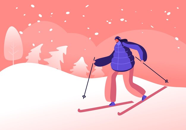 Vector winter sports activity and sparetime. cartoon flat  illustration