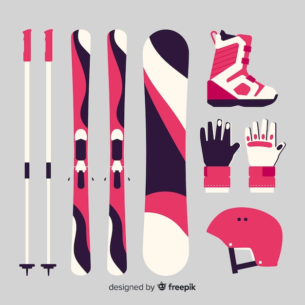 Winter sports equipment background