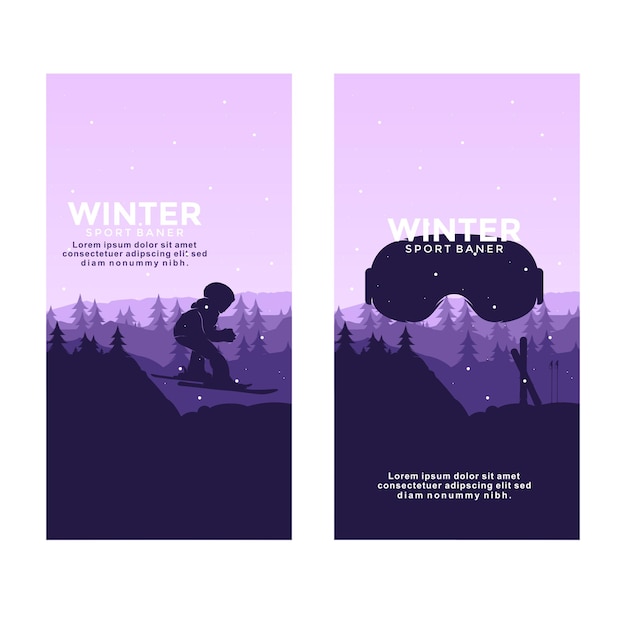 Winter sports Ski logo silhouette banner Vector illustration