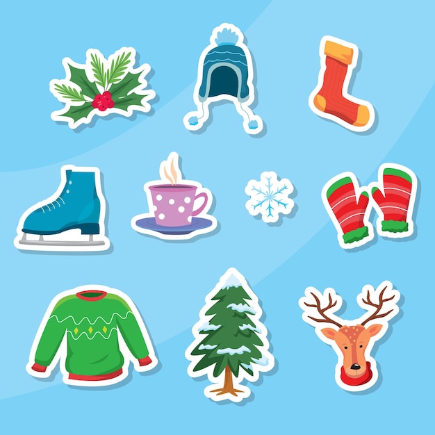 Vector winter stickerpakket