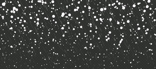 Winter storm weather condition Holiday cartoon snowfall with rain Random flakes in the sky on black