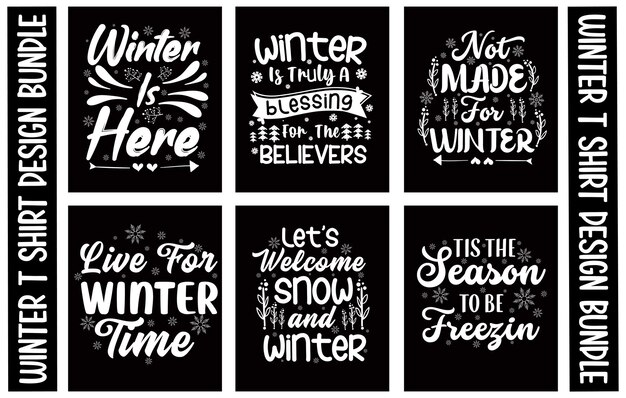 Vector winter t-shirt ontwerpbundel.