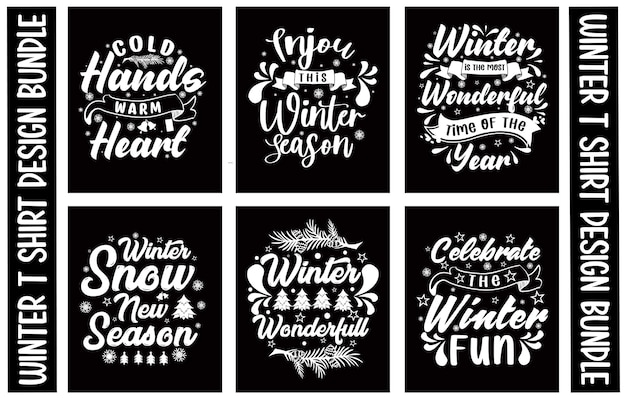 Winter T-shirt ontwerpbundel.