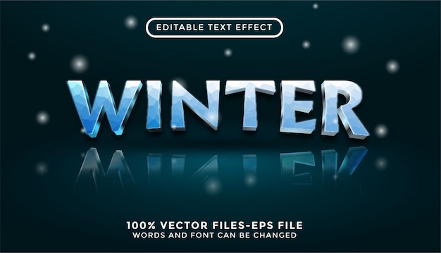 Winter text. editable text effect with crystal style premium vectors