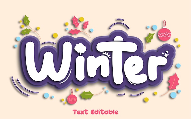 Winter text effect paper cut style fully editable