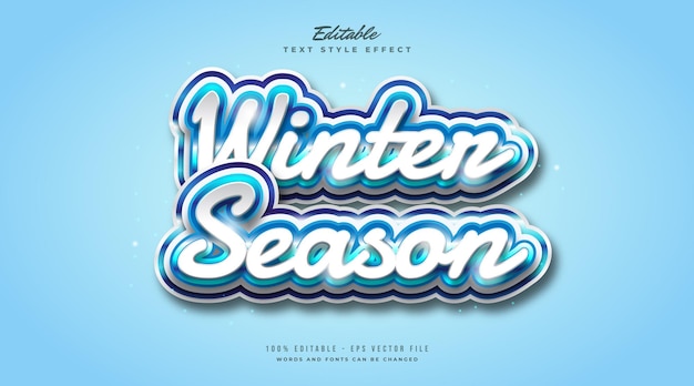 Winter text style in white and blue with frost effect. editable text style effect