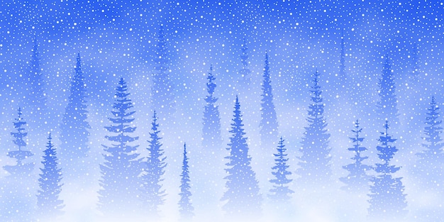 Premium Vector | Winter theme, falling snow, forest and blizzard ...