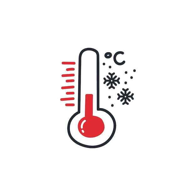 Winter thermometer temperature celcius icon drawing doodle vector illustration