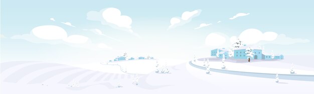 Vector winter in tuscany  color  illustration