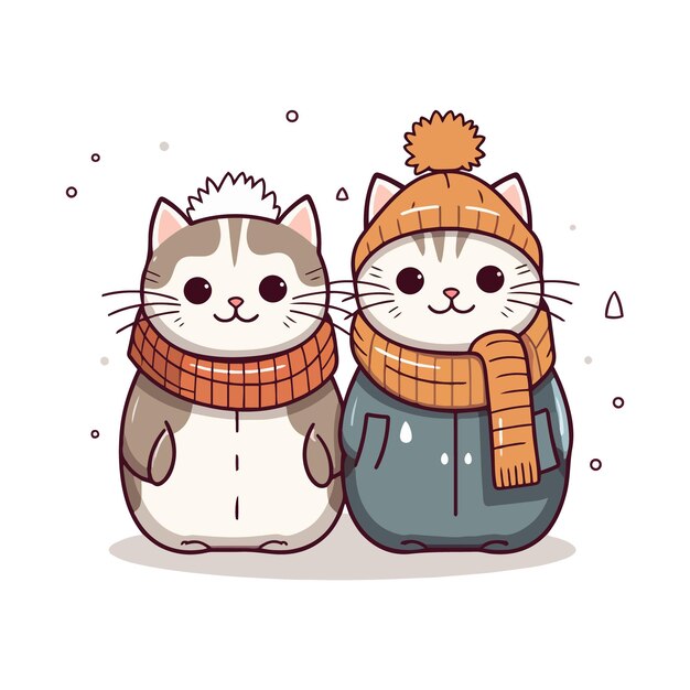 winter twee schattige kattenpaar