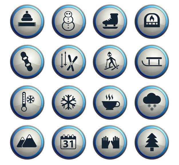 Winter vector icons for web and user interface design