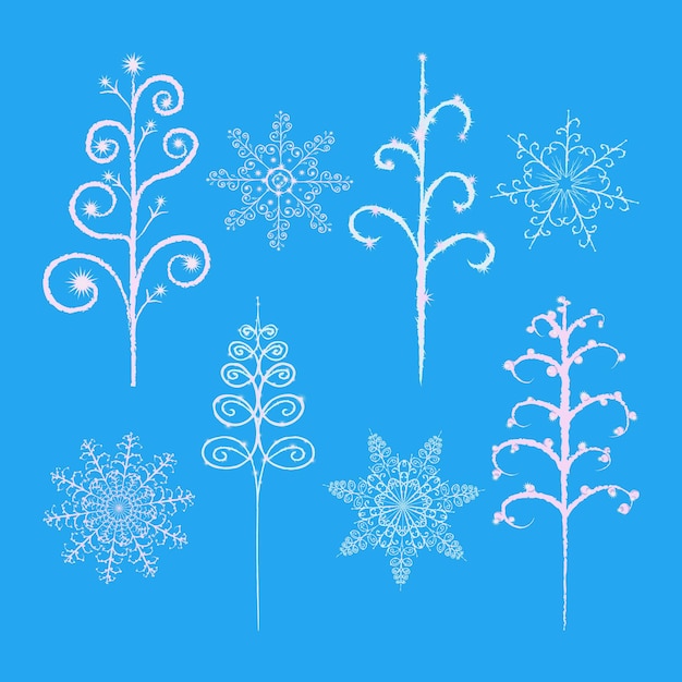 Winter vector set Decorative tree snowflake element