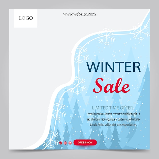 winter verkoop poster sjabloon banner plat ontwerp