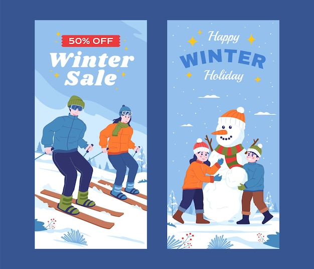 Vector winter verticale bannercollectie