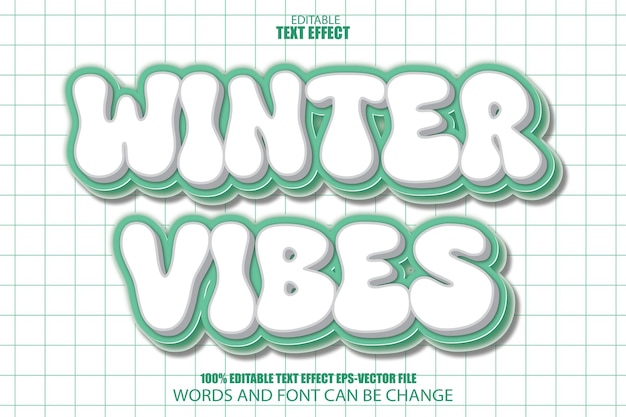 Winter Vibes Editable Text Effect 3D Flat Gradient Style