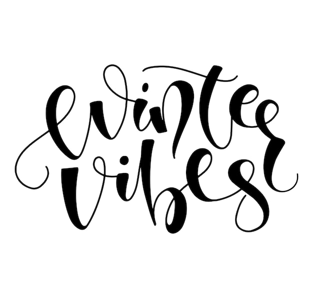 Winter Vibes 휴일 손으로 스케치된 글자