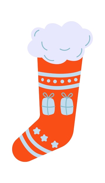 Winter warm socks flat icon Christmas decor