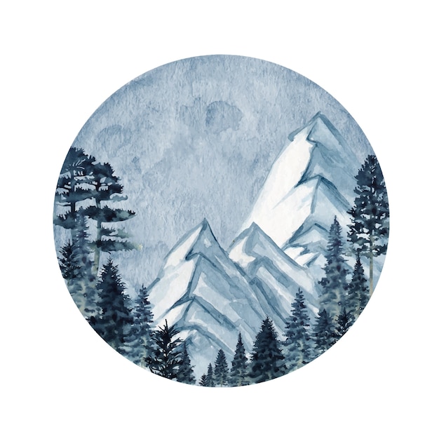 Winter Wild Forest Mountains illustratie