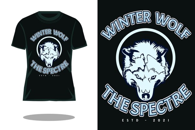 Winter wolf retro het spook t-shirt ontwerp