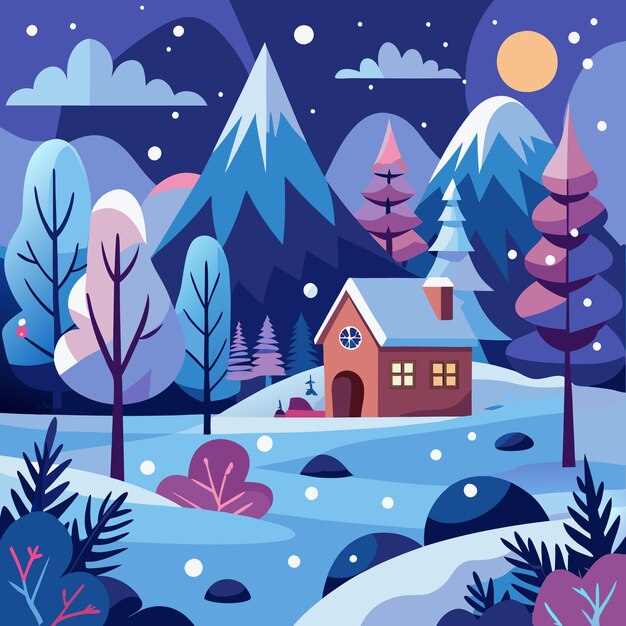 Winter Wonderland Gezellig huisje te midden van besneeuwde bergen en bomen
