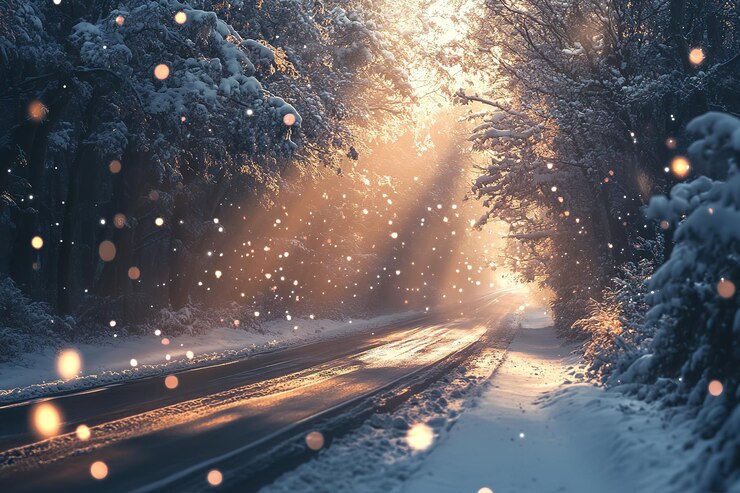 Vector winter wonderland majestic snowcovered trees in a serene landscape perfect for holiday cards and win