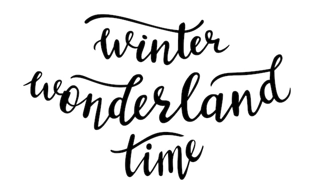 Vector winter wonderland time hand lettering