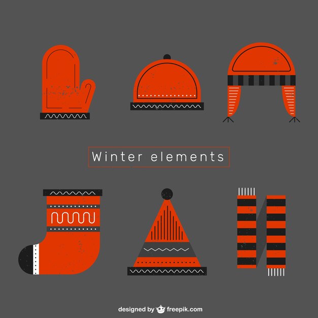 Vector winter woolen elements