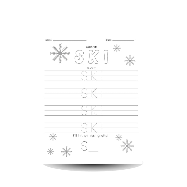 Winter Word Tracing Worksheets