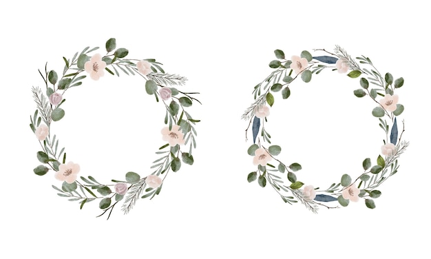 winter wreath pastel botanical watercolor