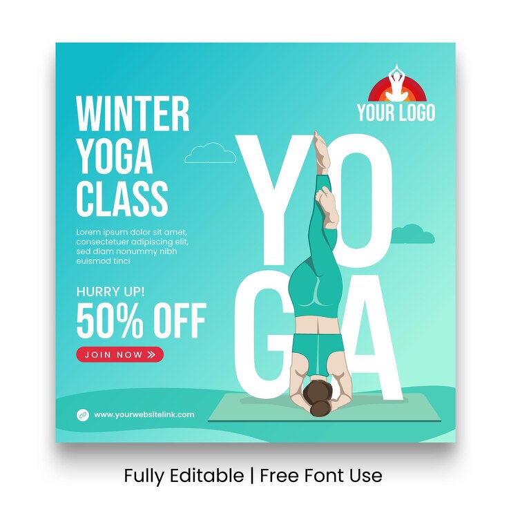 Winter Yoga Benefit Social media  Template