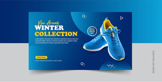 Vector wintercollectie schoenen webbanner of social media-bannersjabloon