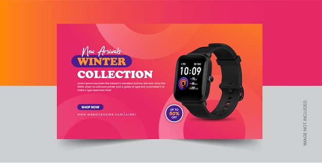 Vector wintercollectie smart watch-uitverkoop webbanner