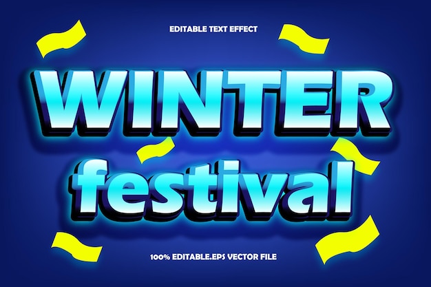 Winterfestival bewerkbaar teksteffect 3D reliëf verloopstijl