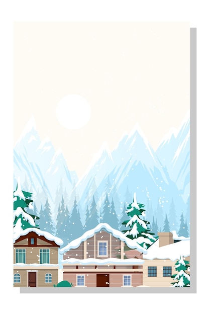 winterhuis illustratie achtergrond