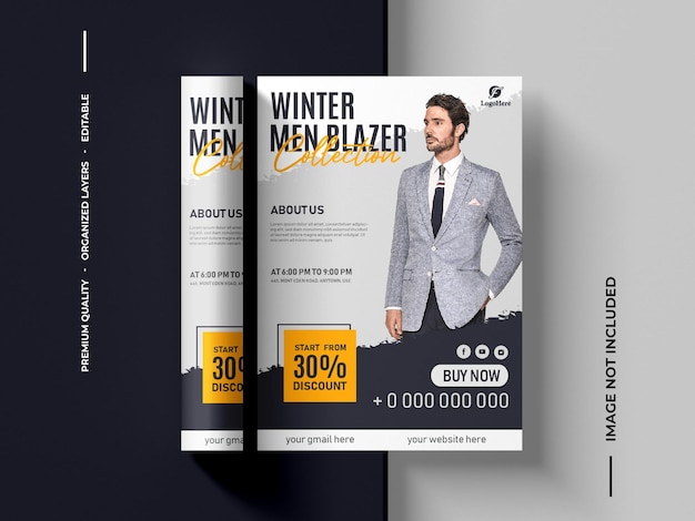 Winterkleding business flyer of poster sjabloon voor promotie