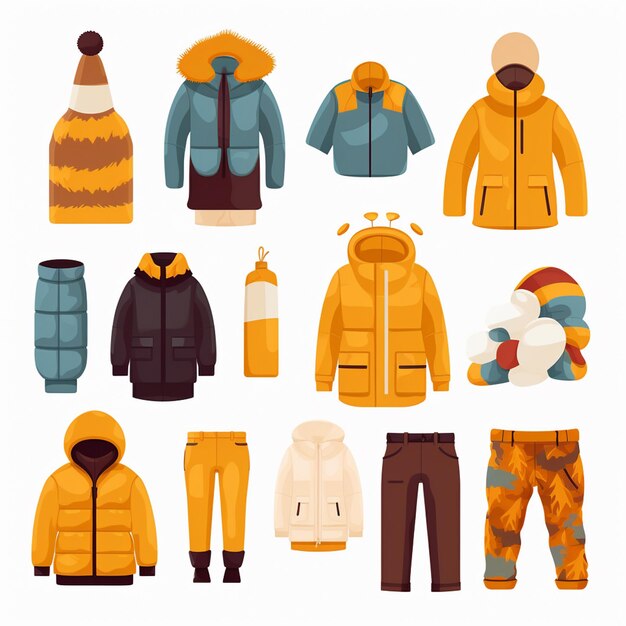 Vector winterkleding mode stijl herfstkleding geïsoleerde meisje trui sjaal warme kleding jas