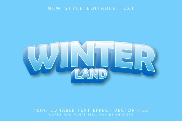 Winterland bewerkbaar teksteffect in reliëf cartoonstijl