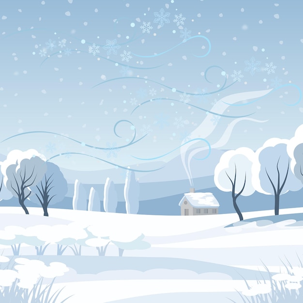Winterlandschap met met sneeuw bedekte bomen