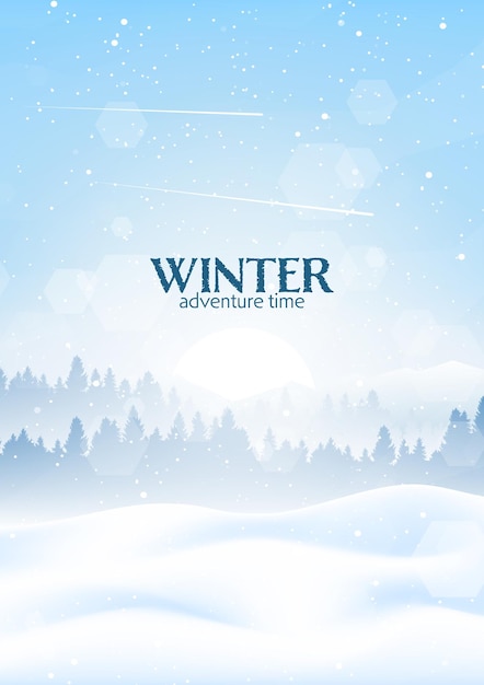 Winterlandschap minimalistische veelhoekige vector platte ontwerp grafische poster