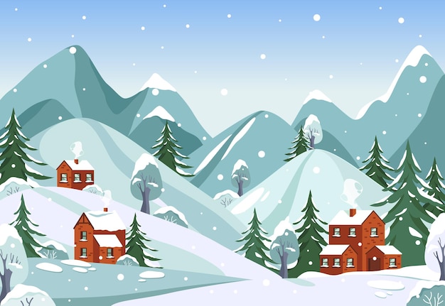 Winterlandschap van bergen of uitzicht op het landschap